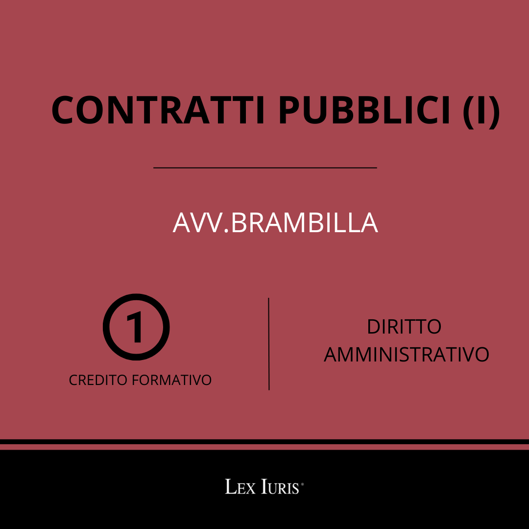 Diritto Amministrativo Contratti Pubblici Formazione Continua